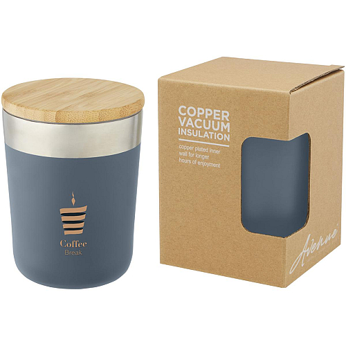 Lagan 330 ml copper vacuum insulated stainless steel tumbler with bamboo lid 2