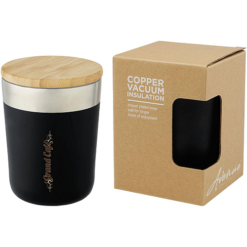 Lagan 330 ml copper vacuum insulated stainless steel tumbler with bamboo lid 2