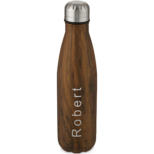 Cove 500 ml vacuum insulated stainless steel bottle with wood print 3