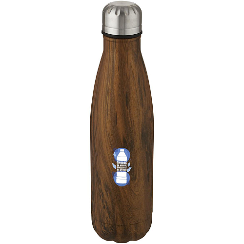 Cove 500 ml vacuum insulated stainless steel bottle with wood print 2