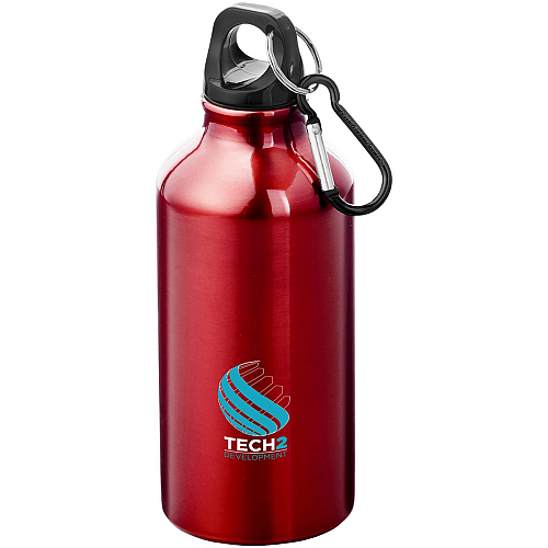 Oregon 400 ml RCS certified recycled aluminium water bottle with carabiner 2