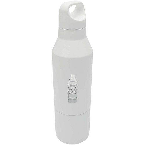 Odessy 600 ml RCS certified recycled stainless steel insulated bottle with 300 ml cup 2