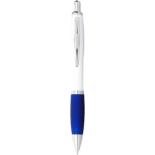 Nash ballpoint pen with white barrel and coloured grip (black ink) 4