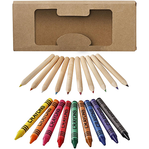 Lucky 19-piece coloured pencil and crayon set 1