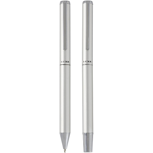 Lucetto recycled aluminium ballpoint and rollerball pen gift set (black ink) 3