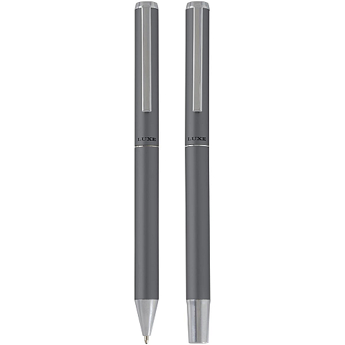 Lucetto recycled aluminium ballpoint and rollerball pen gift set (black ink) 3