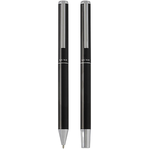 Lucetto recycled aluminium ballpoint and rollerball pen gift set (black ink) 3