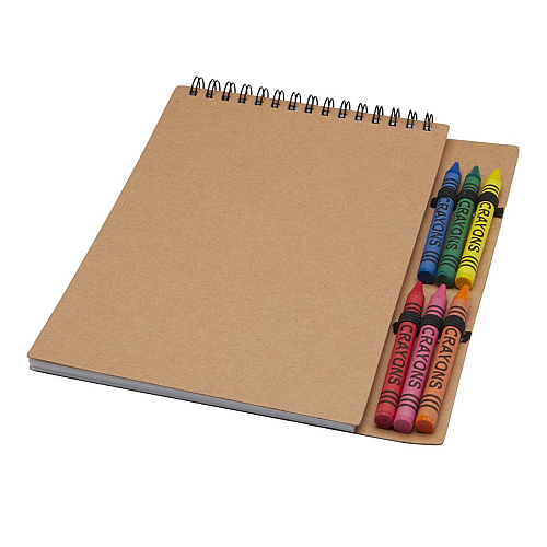 Doodle A5 spiral soft cover notebook and crayon set 1