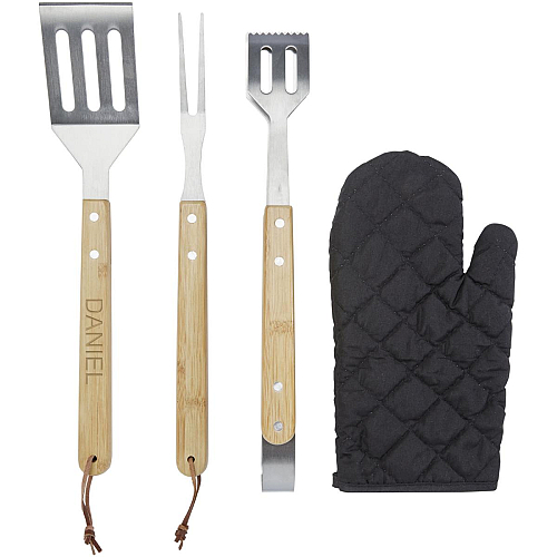 Gril 3-piece BBQ tools set and glove  3