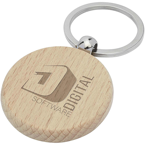 Giovanni beech wood round keychain 2