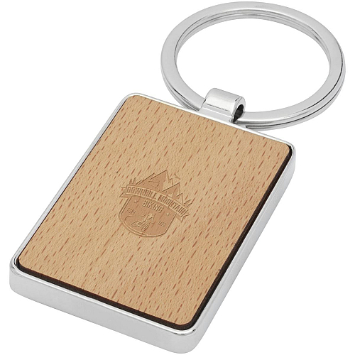 Mauro beech wood rectangular keychain 2