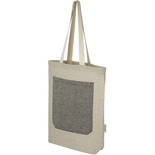 Pheebs 150 g/m² recycled cotton tote bag with front pocket 9L 1