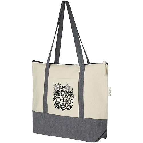 Repose 320 g/m² recycled cotton zippered tote bag 10L 2