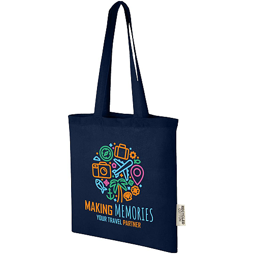 Madras 140 g/m2 GRS recycled cotton tote bag 7L 2