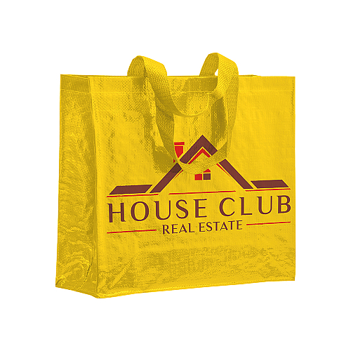 Laminated 120 g/m2 pp shopping bag with gusset and long ribbon handles 3