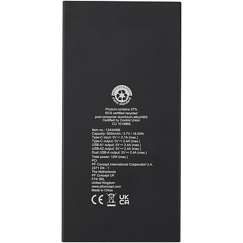 Connect 5000 mAh recycled aluminium power bank  4