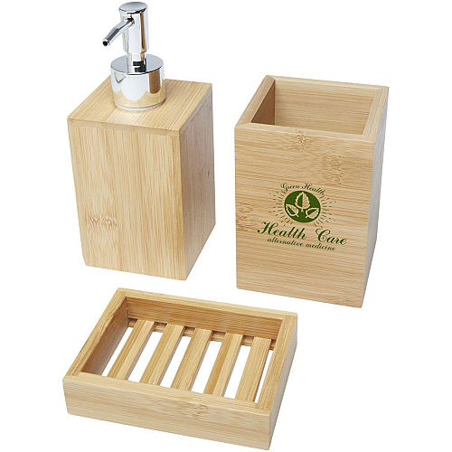 Hedon 3-piece bamboo bathroom set 2