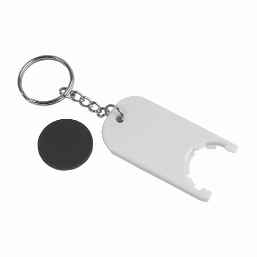 Plastic key ring with shopping trolley token 3