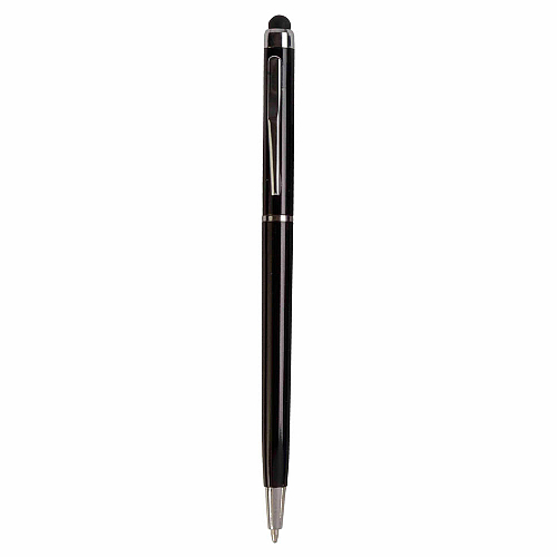 Plastic twist pen with touchscreen rubber tip and metal clip 1