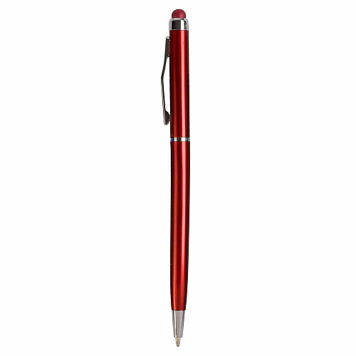 Plastic twist pen with touchscreen rubber tip and metal clip 2