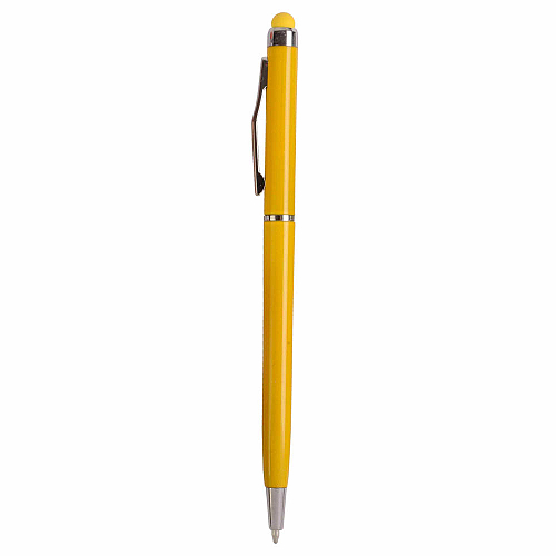 Plastic twist pen with touchscreen rubber tip and metal clip 2