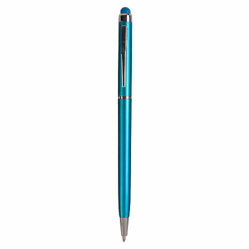 Plastic twist pen with touchscreen rubber tip and metal clip 1