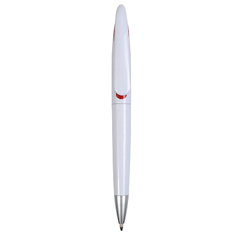 Plastic snap pen with white barrel and curved clip with coloured inside, jumbo refill 1