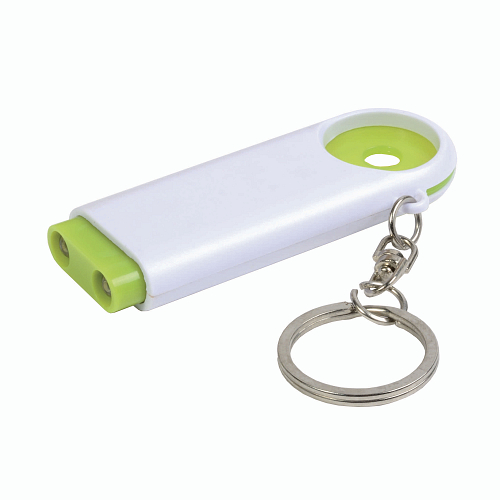 Plastic key ring with shopping trolley token and 2-led light 1