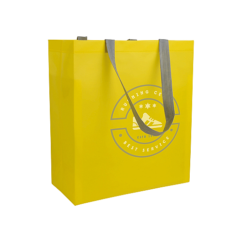 Laminated, heat-sealed 100 g/m2 non-woven fabric shopping bag with gusset and long handles 4