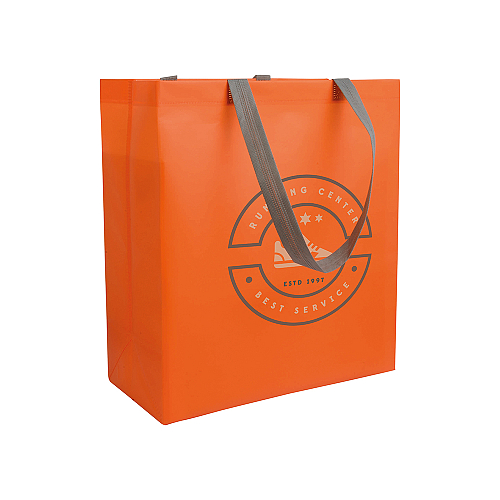 Laminated, heat-sealed 100 g/m2 non-woven fabric shopping bag with gusset and long handles 4