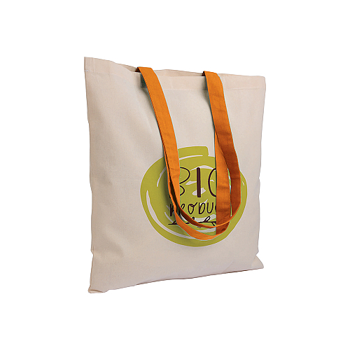 135 g/m2 natural cotton shopping bag with coloured long handles 4