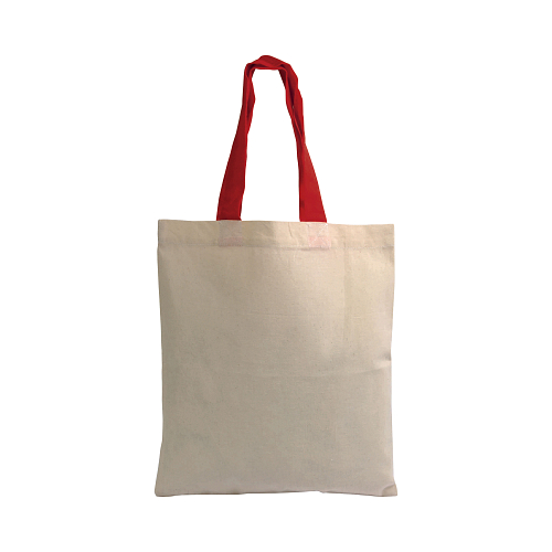 135 g/m2 natural cotton mini shopping bag with coloured short handles 2