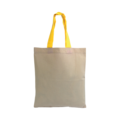 135 g/m2 natural cotton mini shopping bag with coloured short handles 2