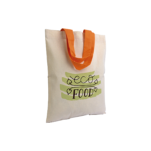 135 g/m2 natural cotton mini shopping bag with coloured short handles 4