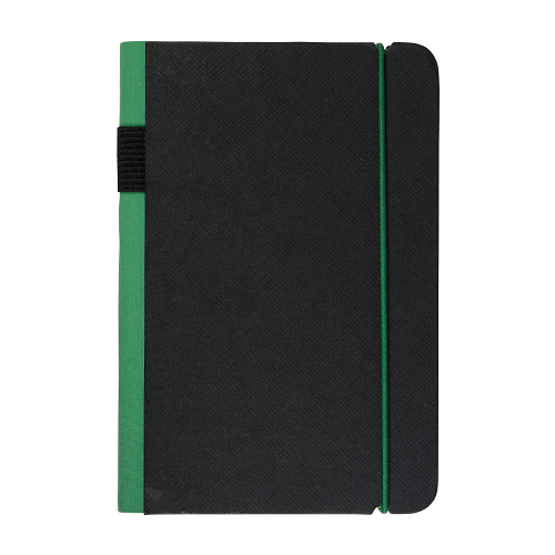 Cardboard notebook with coloured elastic, ruled sheets (100 pages) and inside pocket 1