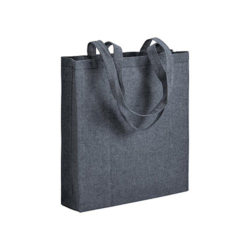 150 g/m2 recycled cotton shopping bag, melange effect, long handles and gusset 1