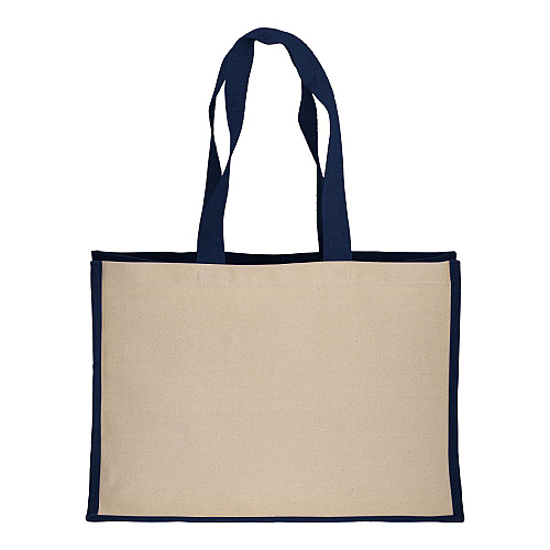 280 g/m2 cotton shopping bag with jute details, long handles and gusset 2