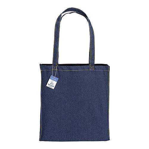 180 g/m2 denim recycled cotton shopping bag, long handles and gusset 2