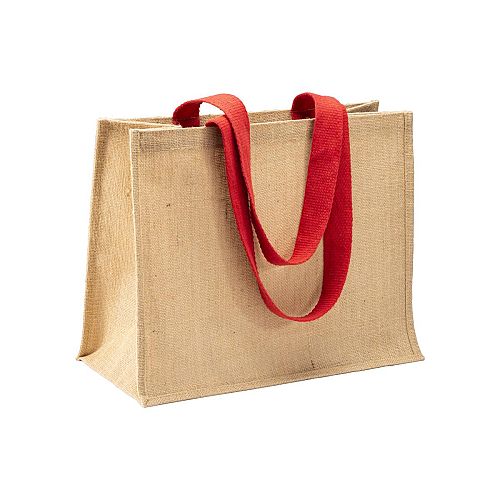 Jute shopping bag, long handles and gusset 1