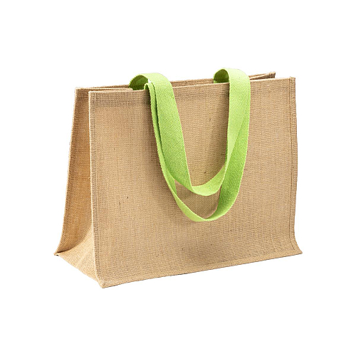 Jute shopping bag, long handles and gusset 1