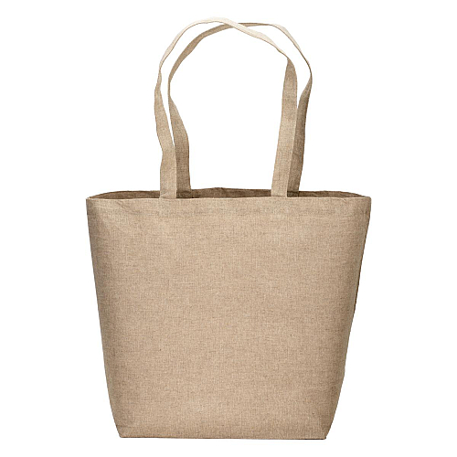 Geantă Shopper din Bumbac Reciclat 120 g/m2 cu Strat Interior PP, Mânere Lungi și Latură 2