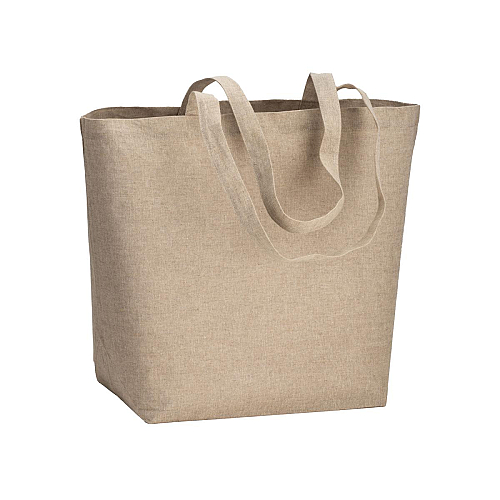 Geantă Shopper din Bumbac Reciclat 120 g/m2 cu Strat Interior PP, Mânere Lungi și Latură 1