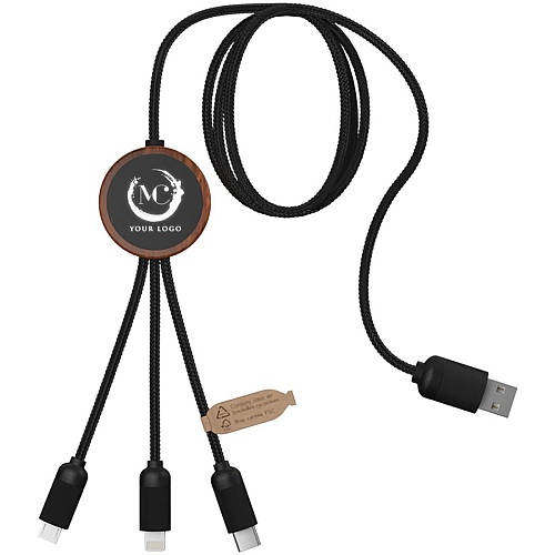 SCX.design C36 3-in-1 rPET light-up logo extended charging cable with round bamboo casing 2