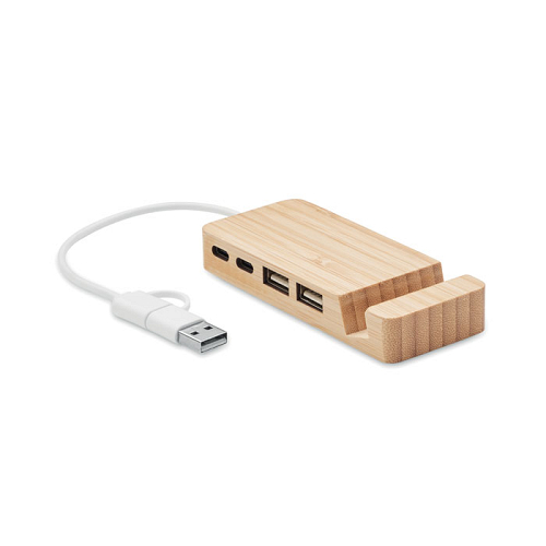 Hub USB din bambus cu 4 porturi 1