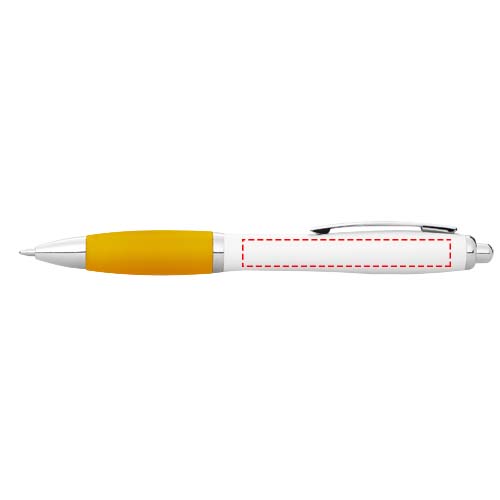 Nash ballpoint pen with white barrel and coloured grip (black ink) 4