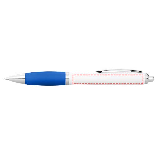 Nash ballpoint pen with white barrel and coloured grip (black ink) 3