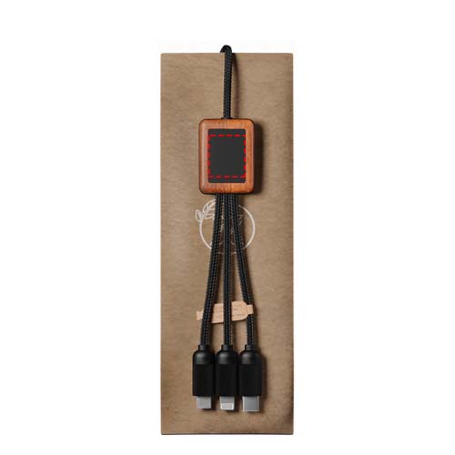 SCX.design C38 5-in-1 rPET light-up logo charging cable with squared wooden casing 4